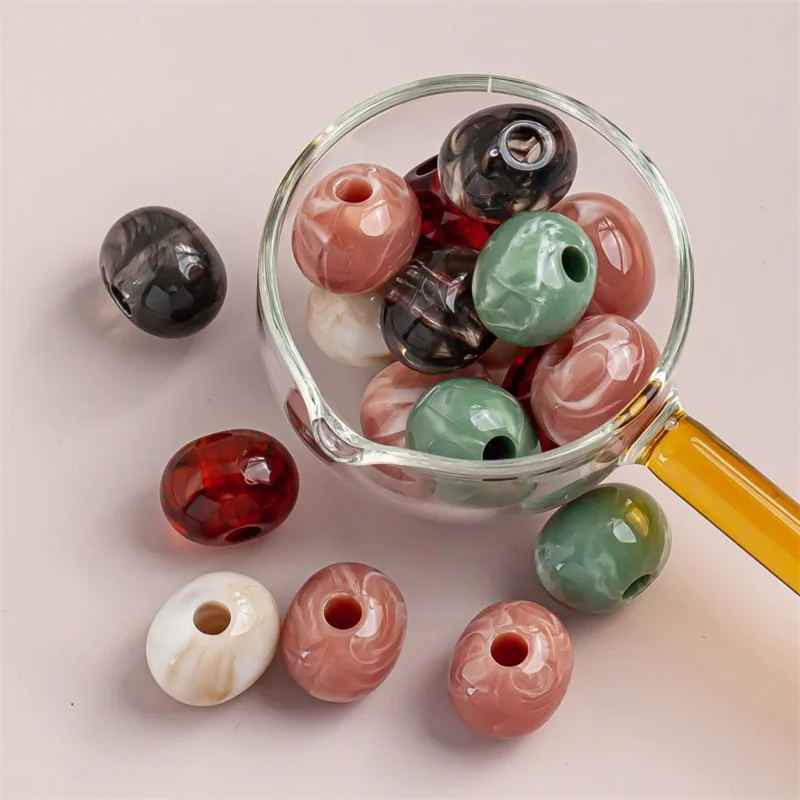 Neue stil kleine größe 50 teile/los farbe drucken geometrie oval form harz perlen mit löcher diy schmuck kleidungsstück anhänger zubehör