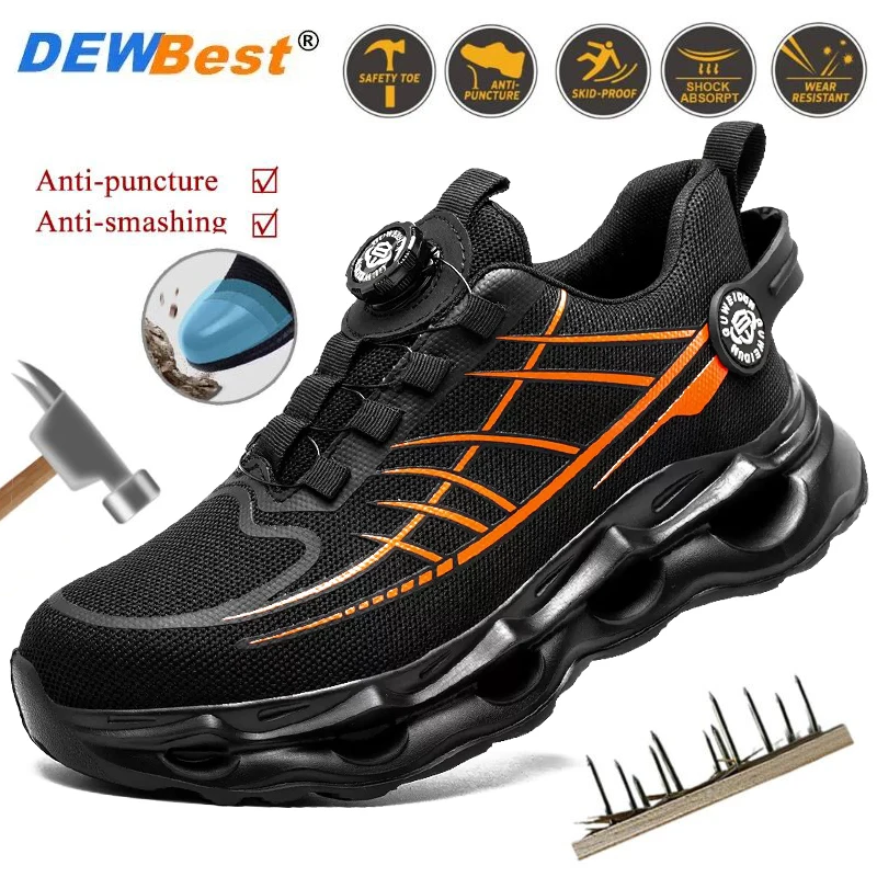 Breathable, Impact-Resistant, Puncture-Resistant, Comfortable, and Durable Work Shoes—Soft-Soled Safety Shoes for Men