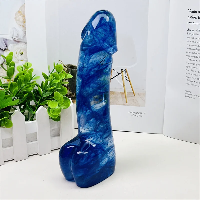 Large Size Blue Melting Crystal Massage Penis Wand Gemstone Yoni for Women Health Smooth Polished Gifts 20CM