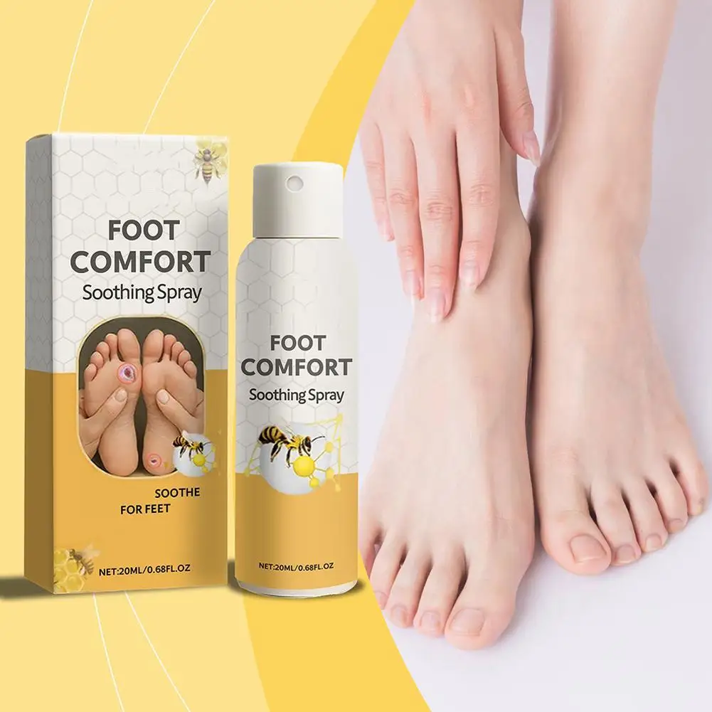 

20 мл спрей для ухода за ногами в виде пчелы, отшелушивающий, сушка пяток, ремонт трещин, педикюр, рука, локоть, удаление омертвевшей кожи, комфортный успокаивающий спрей для ног