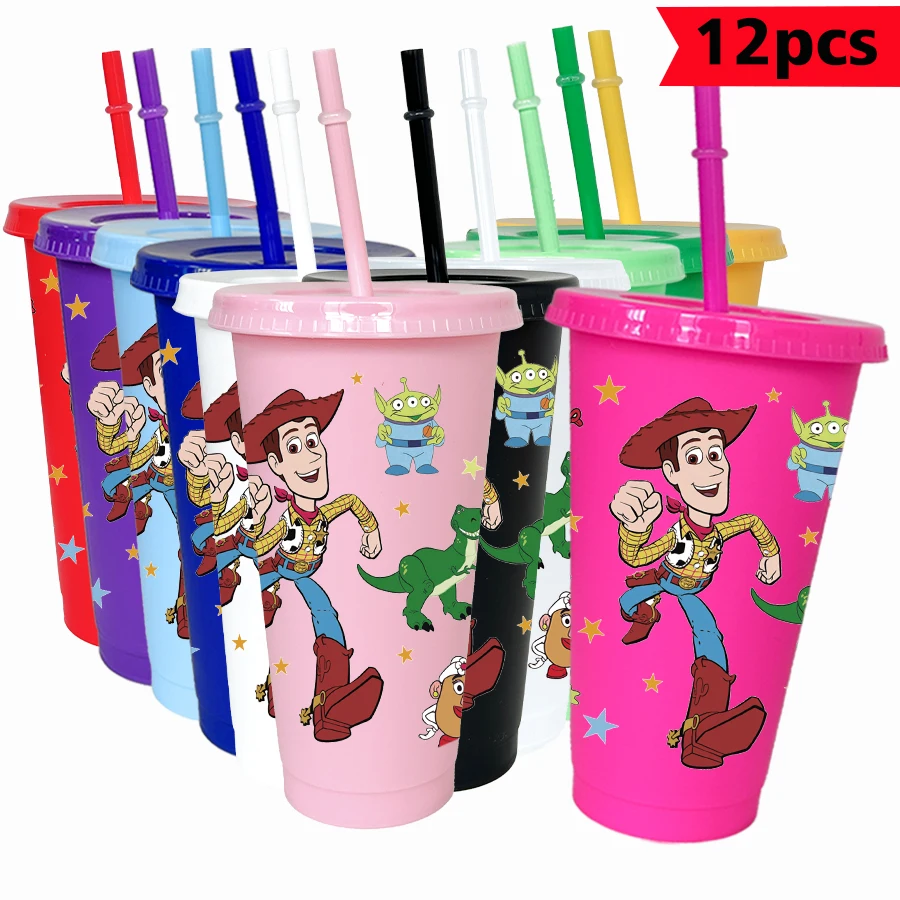 

12pcs/pack Disney,Toy Story,Three-Eyed Monster 26oz Color Plastic Tumbler Birthday Party Drinking Utensils Juice Coffee Mugs