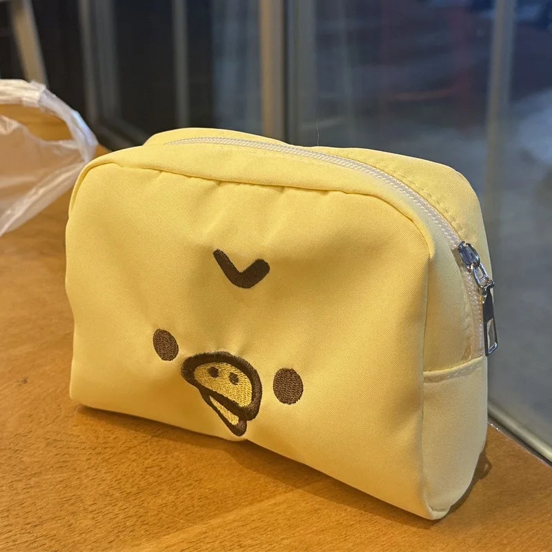 

Japanese Style Kiiroitori Storage Bag Cartoon Oxford Fabric Makeup Bag Travel Portable Large Capacity Zipper Storage Pouch Gift