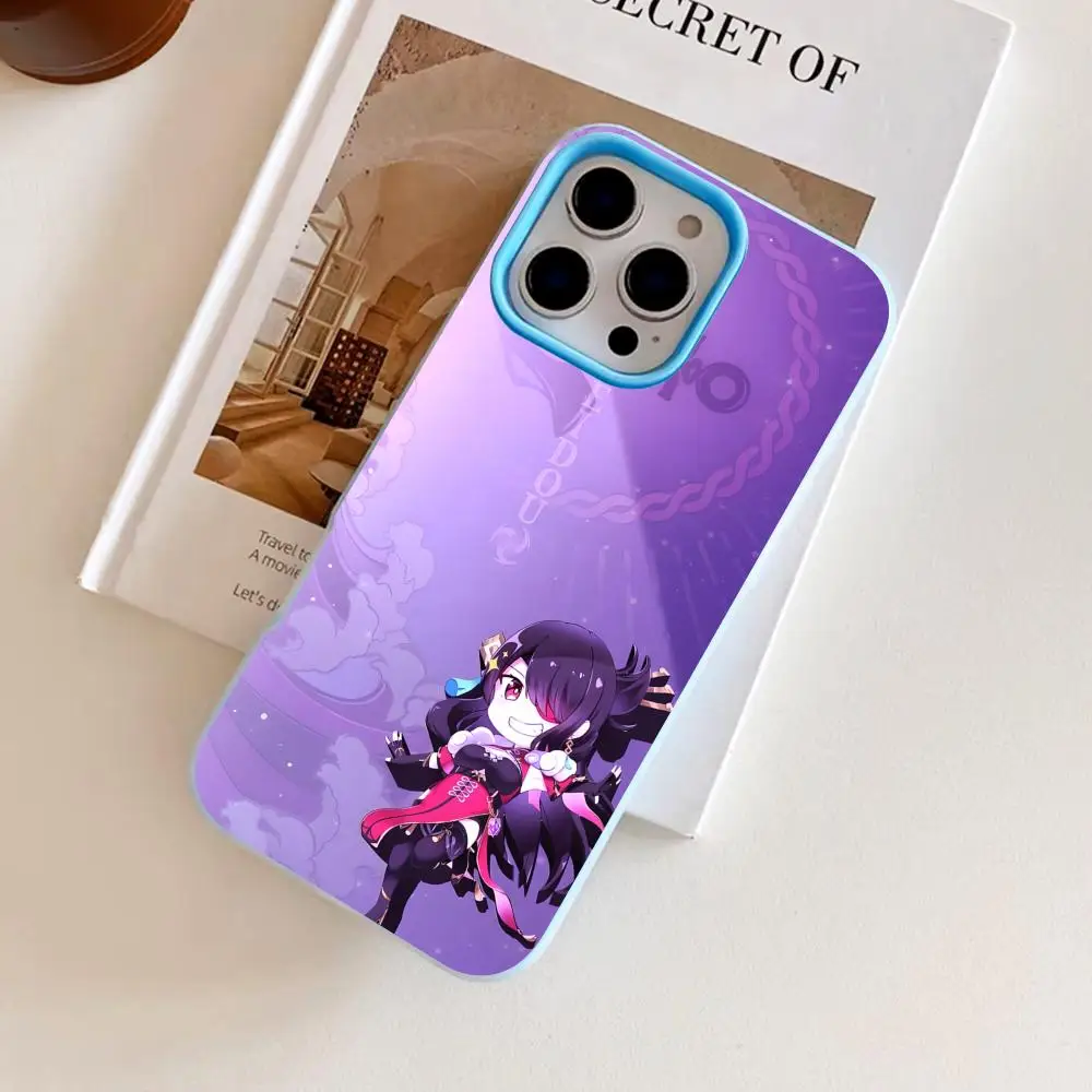 

Game GI Beidou Phone Case for iPhone 17 16 15 14 13 12 11 Air Pro Max Plus Jelly Double layer Light Blue Cover