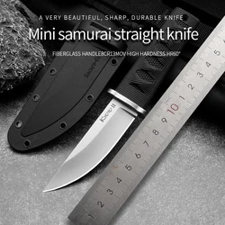 EDC-Mini cuchillo de combate samurái para exteriores, cuchillo táctico militar de hoja fija, de autodefensa, multiherramienta de caza, herramientas de equipo de supervivencia