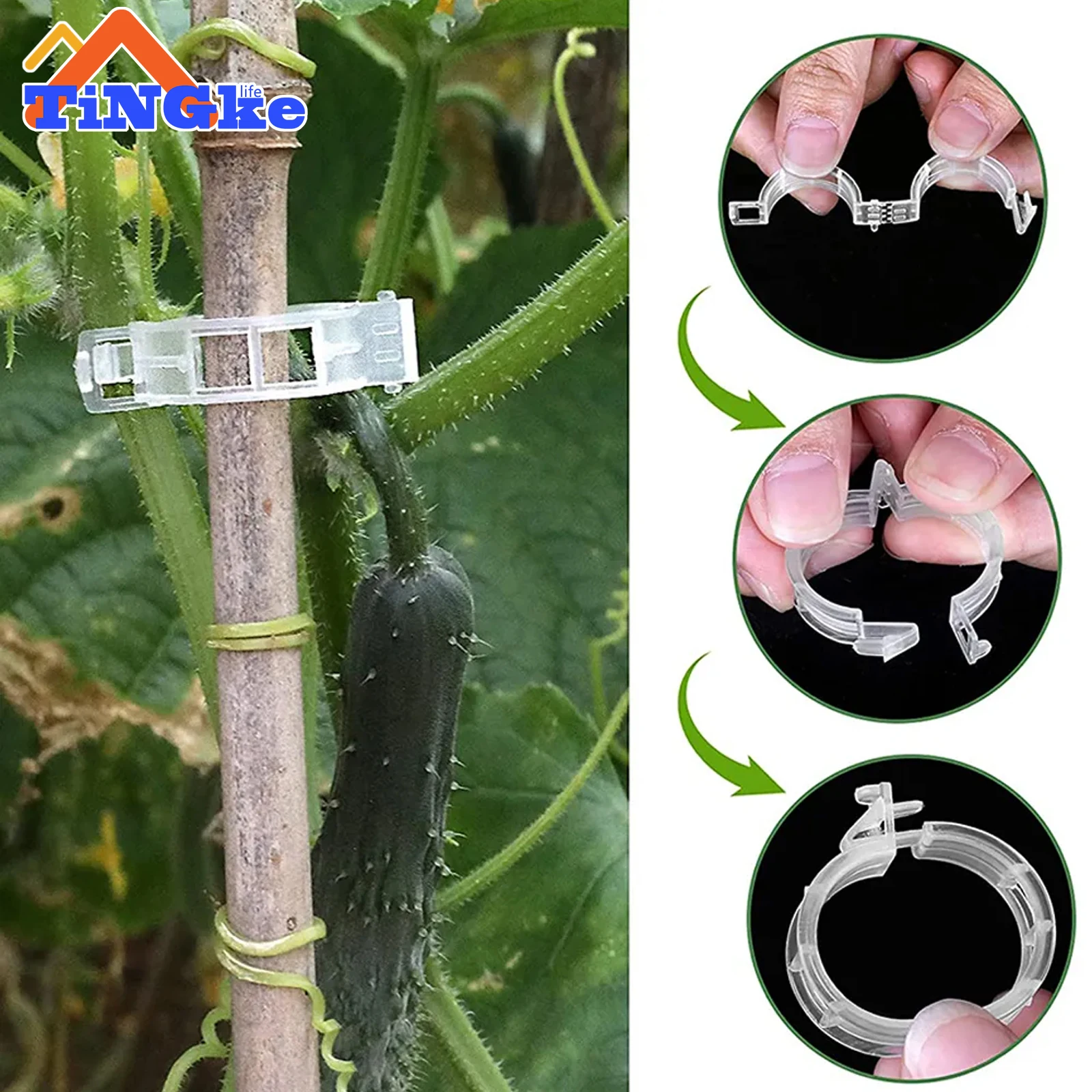 50/100pcs Plastic Plant Support Clips Connects Reusable Protection Grafting Fixing Tool Gardening Supplies for Vegetable Tomato