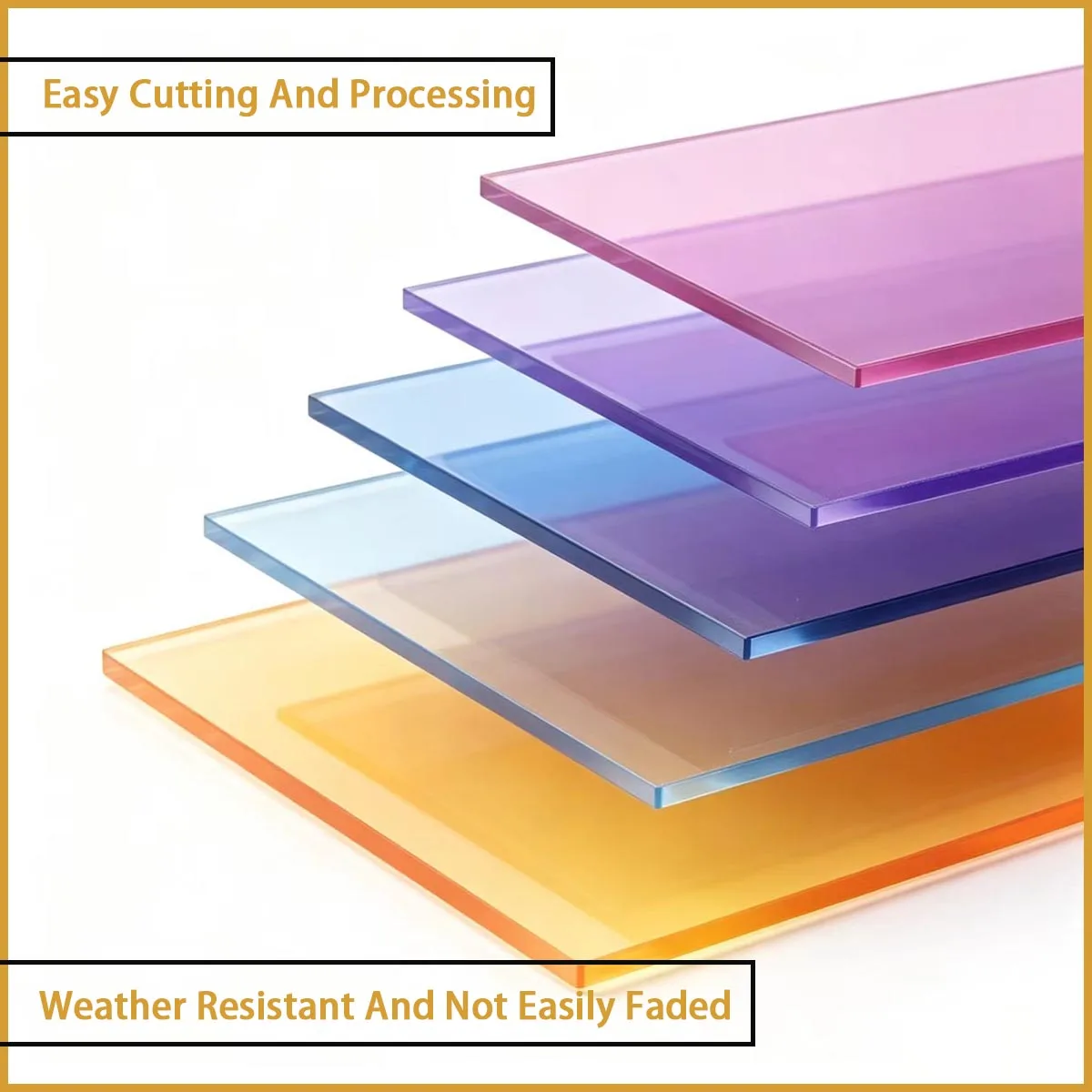 Size 100*100mm -400*400mm color semi transparent acrylic square board used for handicraft production, lighting lampshades, etc