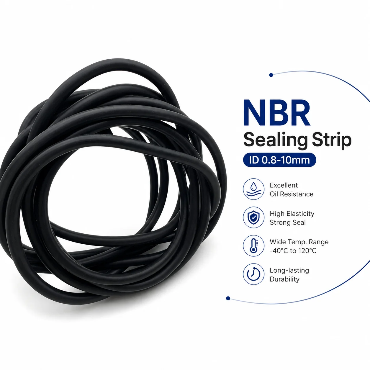Solid Black NBR Round Sealing Strip, Diameter 0.8-10mm, Pipe Valve Gap Filler Sealing Strip, 1/2/3/5/10 Meters