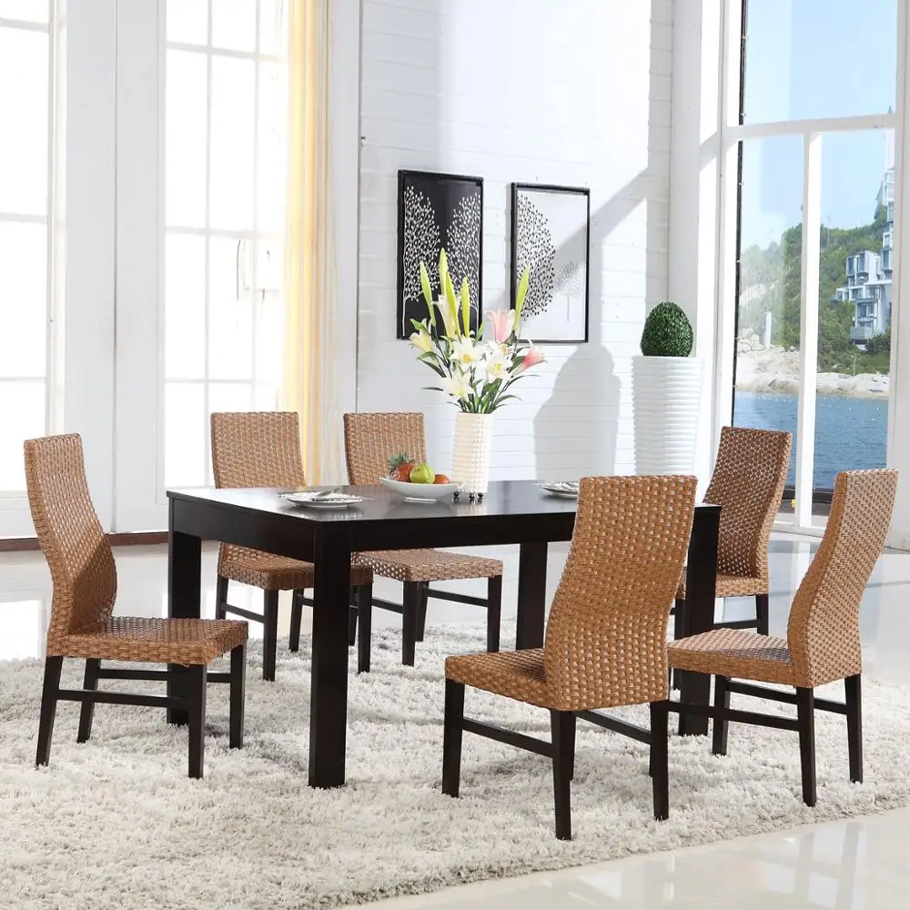 

Hotsale Rattan Seagrass Table Basse And Chairs Set Tropical Restaurant Furniture