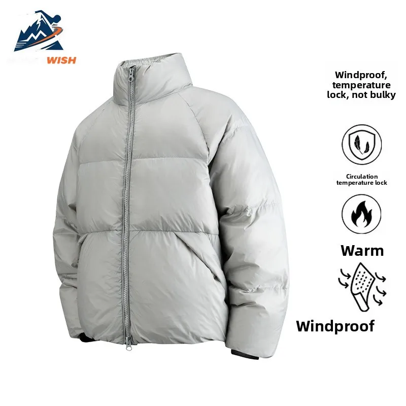 MONEYWISH أسفل سترة العصرية تنوعا الأبيض بطة أسفل القطن سميكة الباردة مقاومة الدافئة معطف قصير في الهواء الطلق مخيم التزلج أسفل سترة