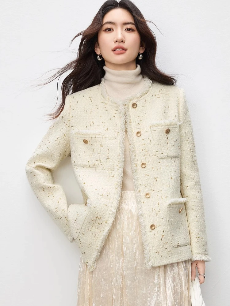 

SENTUBILA Women's Quilted Jacket 2025 Winter O-neck Long Sleeve Quilted Coats Fashion Solid Loose Fit Outerwears Lady 154W80330