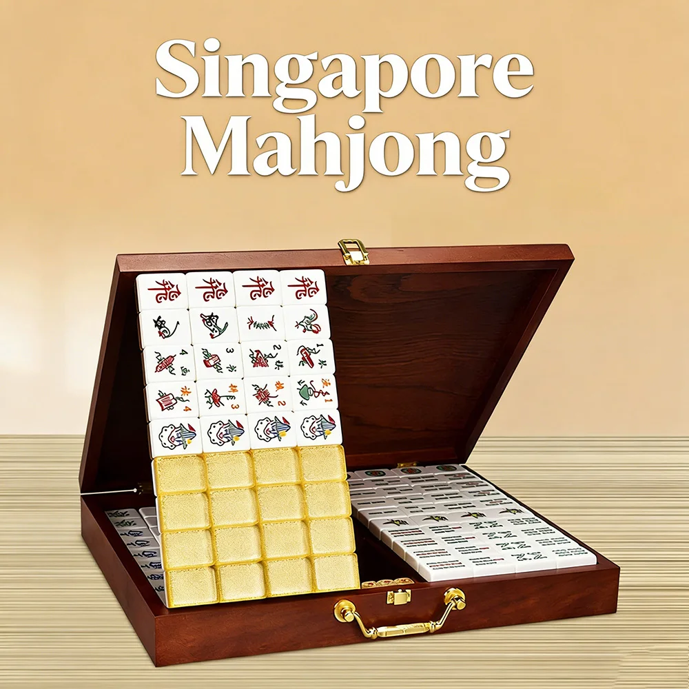 

Набор из 168 сингапурских плиток для маджонга премиум-класса, обработанных вручную, в стиле Малайзии и Юго-Восточной Азии, для домашнего использования и семейных встреч