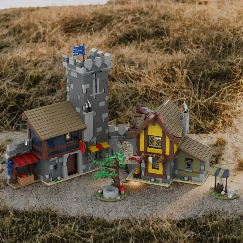 

1234 шт. MOC 31120 средневековый город квадратный модульная архитектура образовательная модель строительные блоки подарок на день рождения