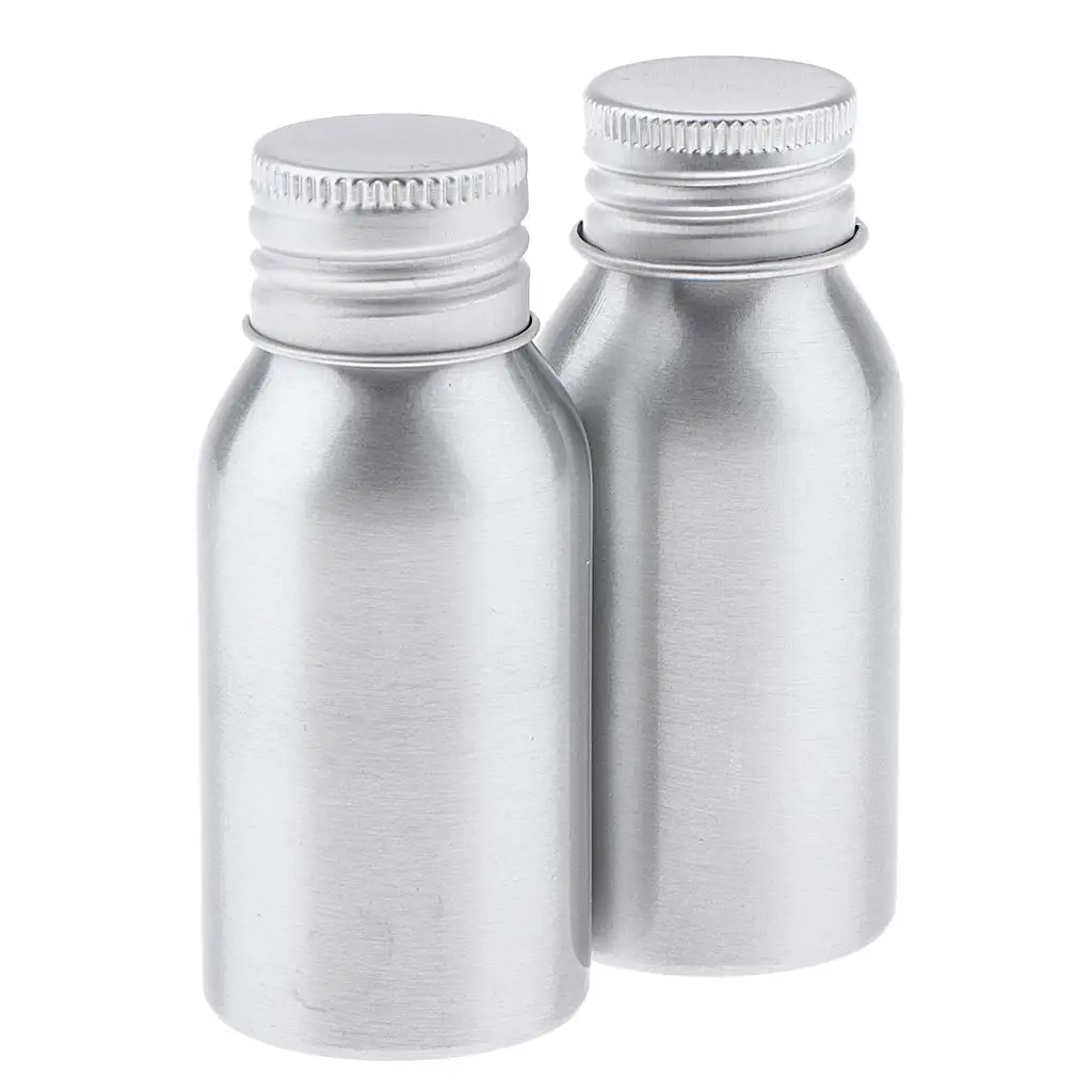 Set of 2, empty aluminum travel bottles, refillable with screw