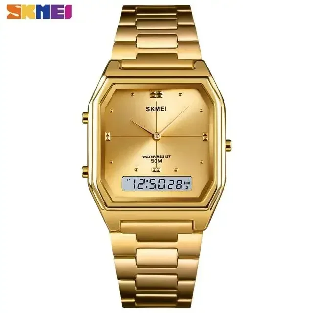 SKMEI 1612 Luxury Quartz Watch for Men Women Stainless Steel Waterproof Digital Wristwatches Mens Clock Girl 2258 Reloj Hombre