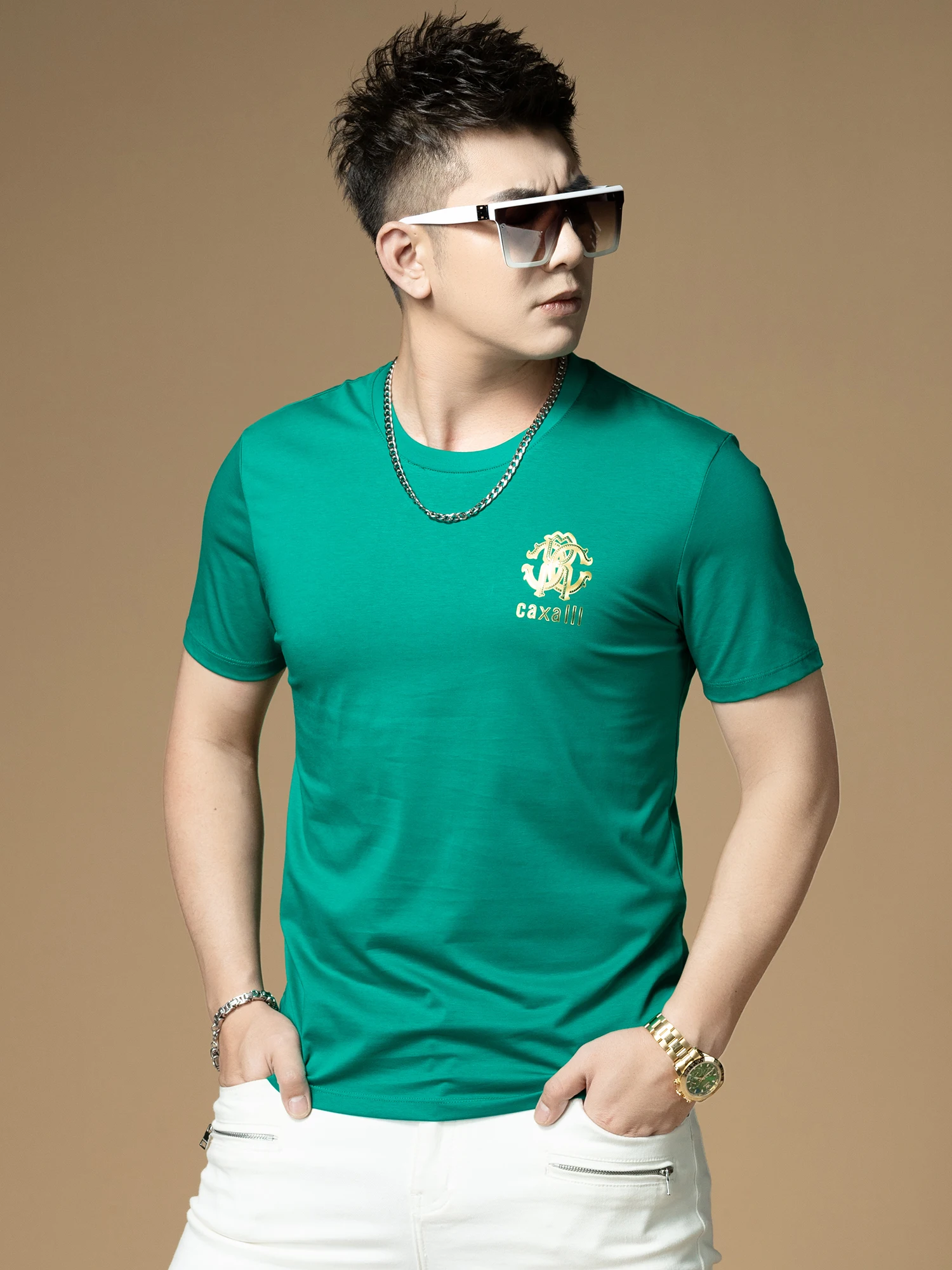

Мужская футболка Slim Fit с коротким рукавом, зеленая, повседневная, в современном стиле, с круглым вырезом, с принтом, охлаждающая, летняя, модная, молодежная, популярная