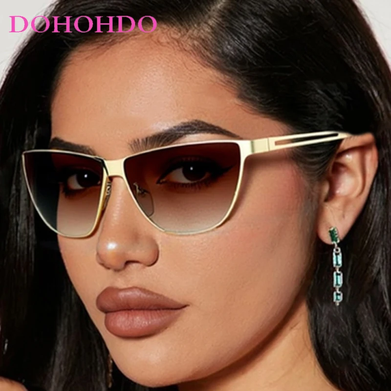 

Senior Metal Cat Eye Women Sunglasses New Fashion Luxury Designer Punk Sunglass Men Outdoor Travel Driving Eyewear Female UV400