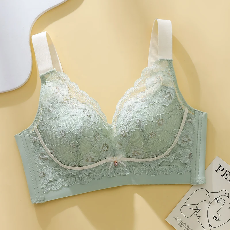 Womens Lace Bras Ultra-Thin Perspective Bralette Bra Sexy Lingerie Tops Plus Size Cup Mom\'s underwear