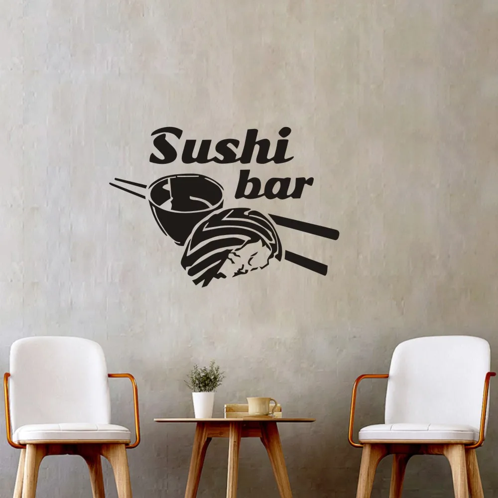 Sushi Glass Decal Food Restaurant Wall Sticker Posters Vinyl Pegatina Decor Mural