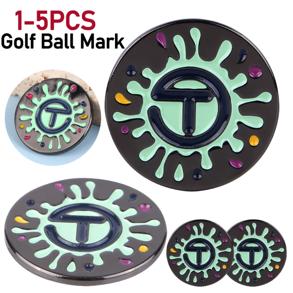 1-5pcs Golf Ball Mark with Golf Hat Clip Metal Golf Marker Portable Golf Ball Position Mark Alignment Ball Mark Golf Accessories