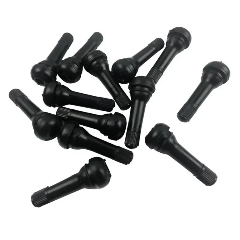 TR414 Tubeless Car Wheel Tire Valve Stems with Caps Tyre Rubber Valves with Dust Caps Black Rubber Valve Stems Accessories