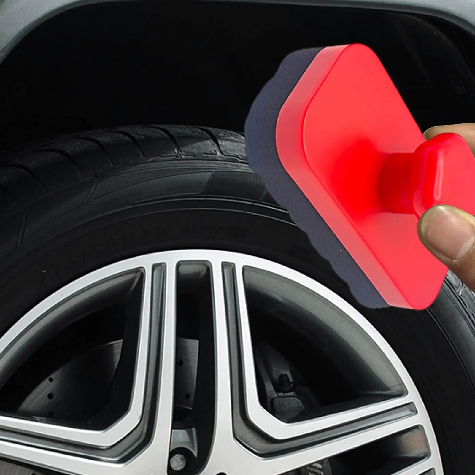 Reusable Tire Sponge Brush with Cover Car Wheel Polishing Waxing Tire Clean Contour Dressing Applicator Pads Accessories