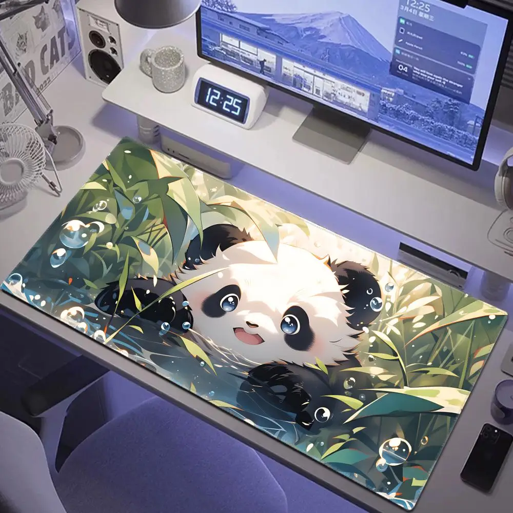 

HYBXAXC Cartoon Cute Panda Mouse Pad Large E-sport Desk Pad Natural Rubber Anti-Slip Deskpad Gift for Girlfriend Boyfriend Teens