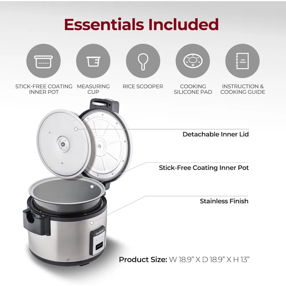 30-Cup(Uncooked)/60-Cup(Cooked) Large Capacity Commercial Rice Cooker & Warmer with Nonstick Inner Pot, Switch Press