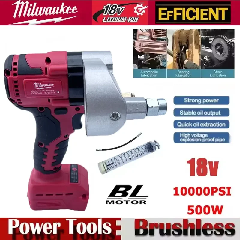 

Milwaukee 10000PSI Brushless Electric Grease Gun High-Pressure Fully Automatic Oil Injector Fat Machine For 18V Battery