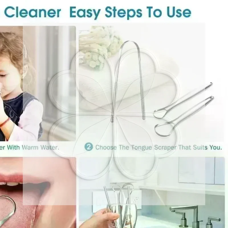 Reusable Stainless Steel Useful Tongue Scraper Cleaner Fresh Breath Cleaning Coated Tongue Oral Hygiene Care Tools