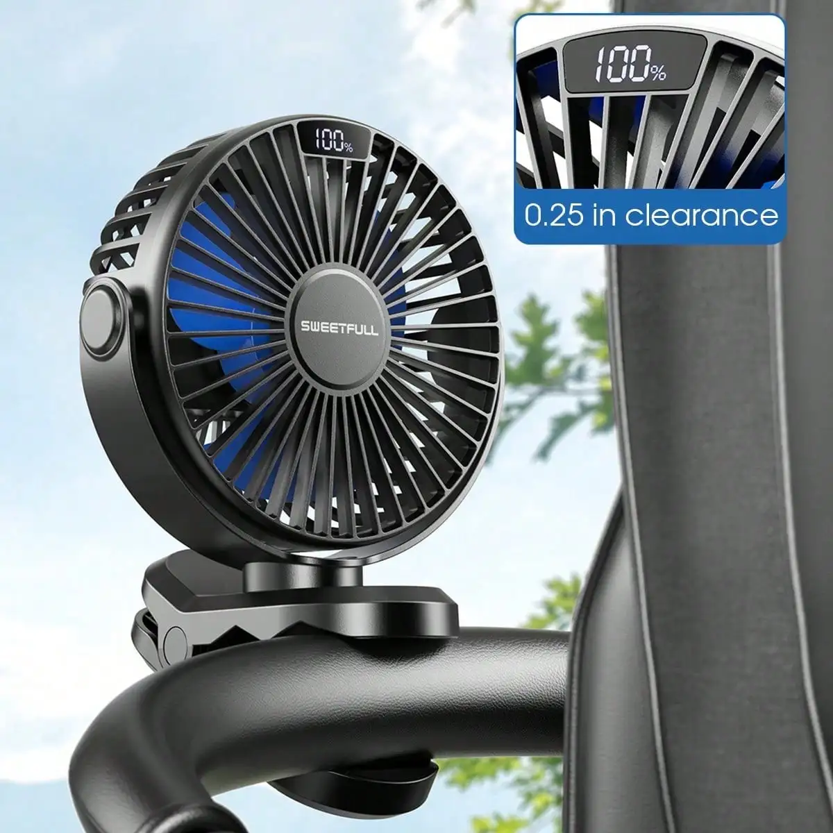 

Black Portable 4000mAh Fan with Long-lasting Battery Life and Large Capacity Charging Fan, Clip on Desktop Fan