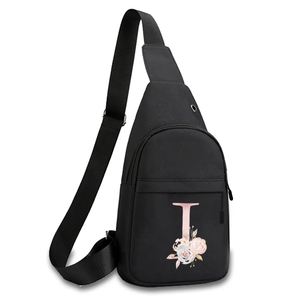 Borsa sul petto moda nuove borse da uomo rosa Flowe Letter Print Outdoor Casual Gym Organizer borsa per telefono una spalla Crossbody Pack