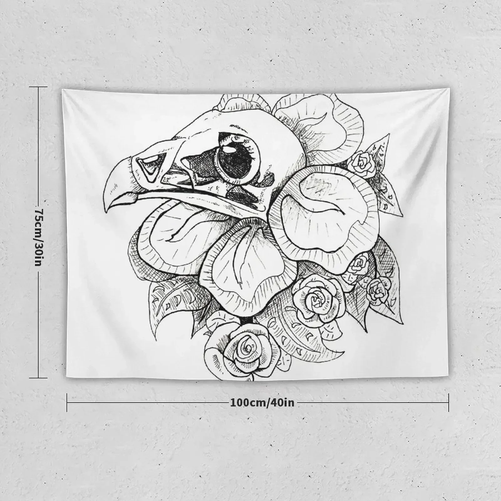 Bird Skull Flower Neck Tapestry Room Decor Aesthetic Japanese Room Decor Tapestry