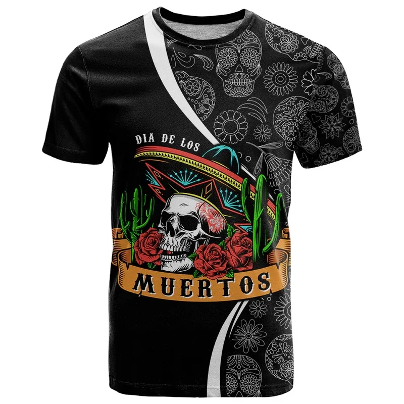 Mexico T Shirt For Men 3d Print Aztec Warrior Eagle Skull Graphic T-Shirt Fashion Human Skeleton Short Sleeve Tops Kid Jersey