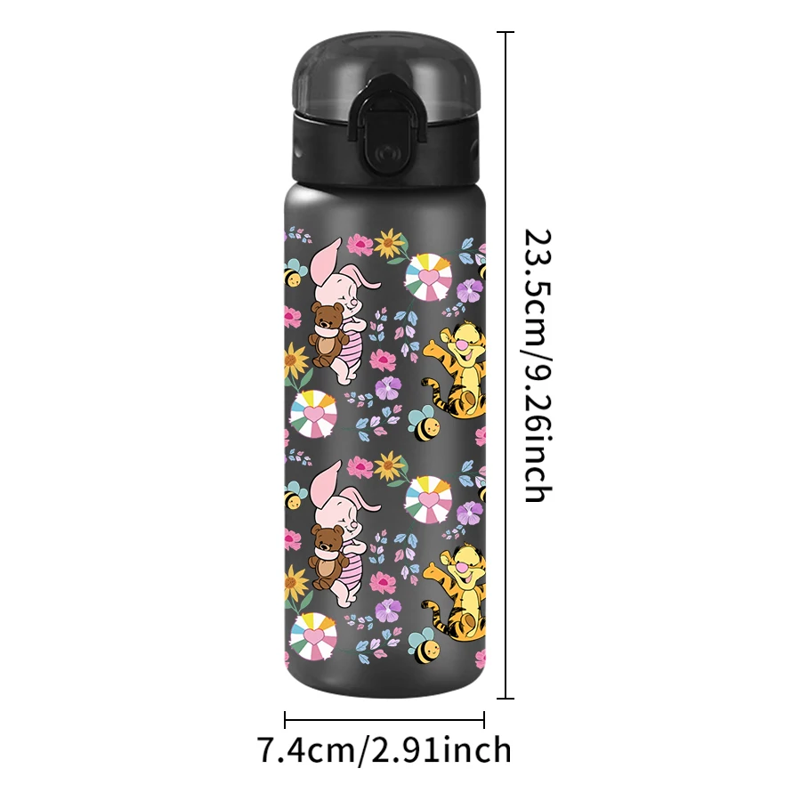 1Pc Disney, Winnie The Pooh, Floral, 26oz Plastic Water Bottle Sports Water Cup with Lift Rope Birthday/Back To School Gift