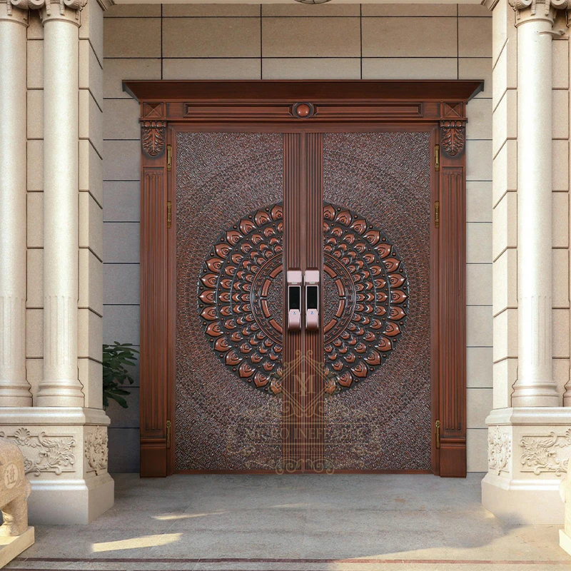 Porta de segurança frontal aço com alça especial, design clássico, country building, alta qualidade