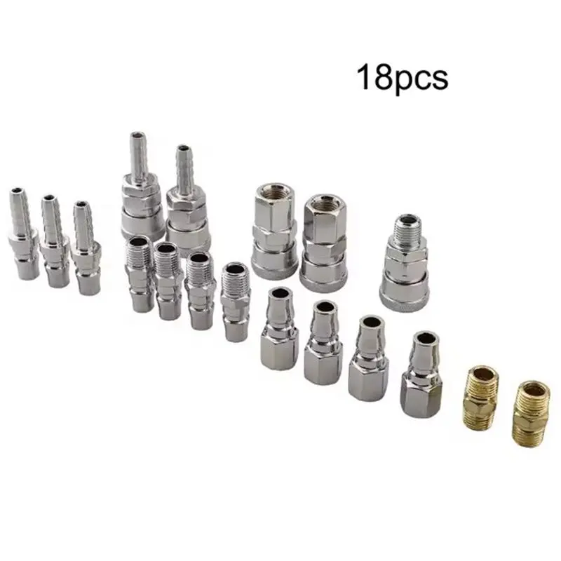 ABLN-For Air Compressor 18-Piece Quick-Connect Fitting Set-Quiick-Change Couplers And Plugs For Air Hoses And Pneumatic Tools