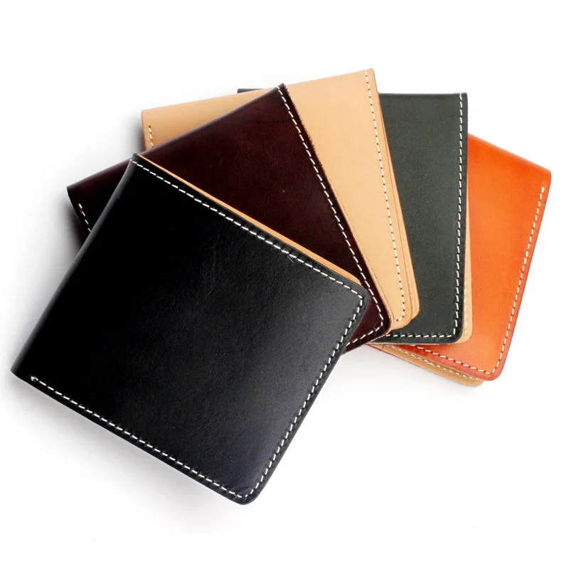 

Free Customized New Arrivals Fashion Cowhide Leather Wallet Short Coin Purse Solid Color Horizontal Men's Change Storage Bag