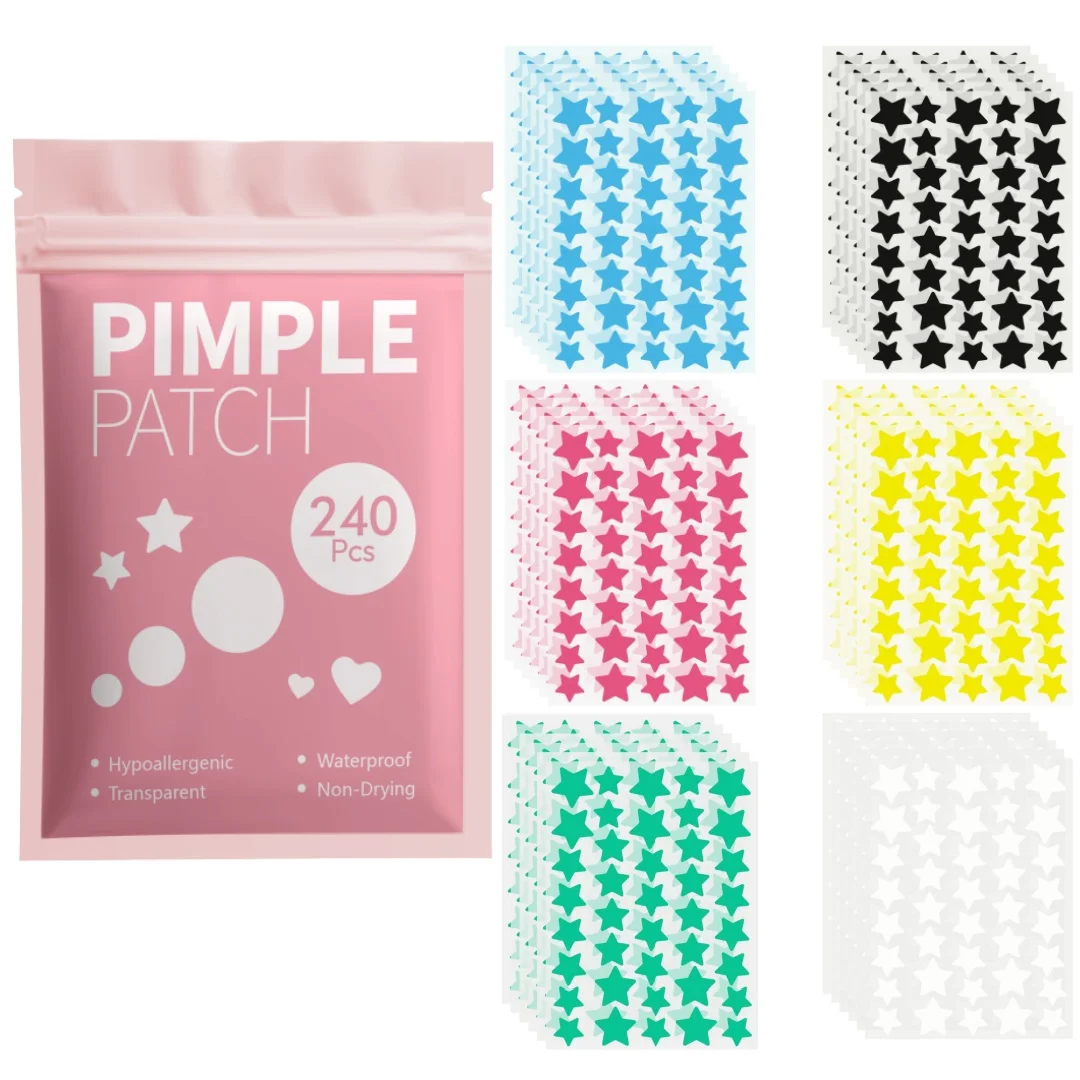 240/480/1200High-Grade Star Cartoon Acne Patch - New Trendy Facial Essential Multi-Spec & Multi-Color Invisible Skin Care Patch.