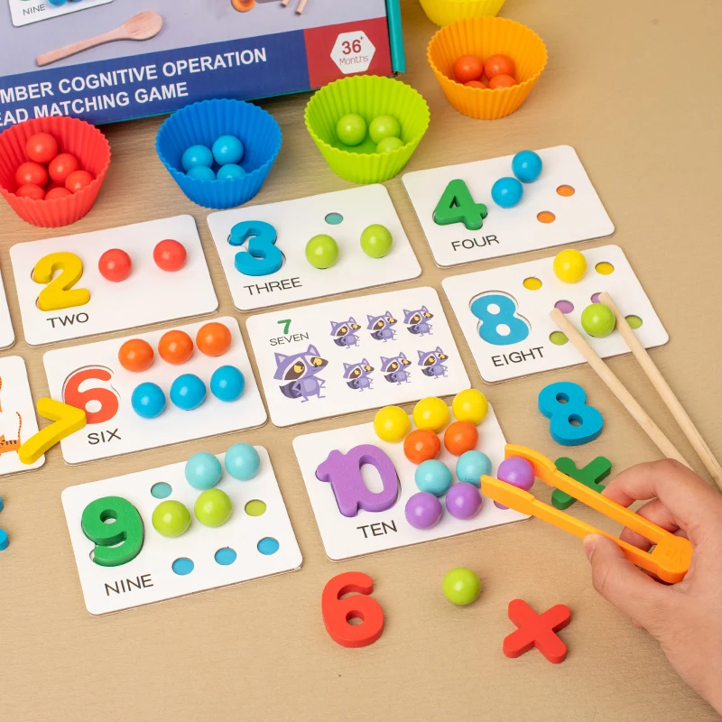 Montessori Wiskunde Rekwisieten Baby Digitale Cognitieve Koppeling Puzzel Puzzel Igenieuze Ingenieuze Parel Kinderen Fijne Actie Speelgoed