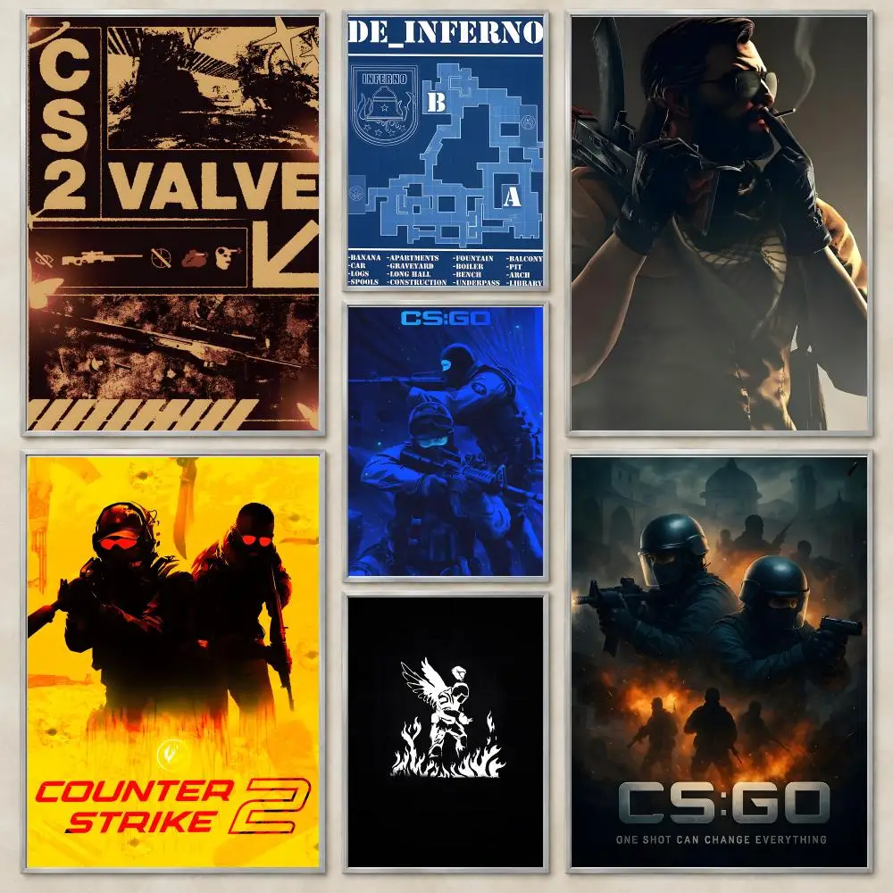 Tactical Video Game C-Counter-Strike CS Poster Self-Adhesive Wall Art HD Print For Dorm Teen Room Decor Gift