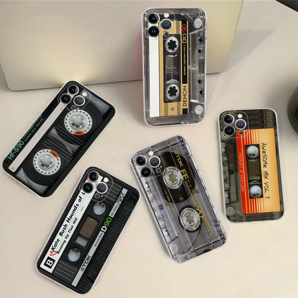 Cassette Tape Phone Case Silicone Soft For Iphone 15 14 13 12 11 Pro Mini XS MAX 8 7 6 Plus X XS XR Cover