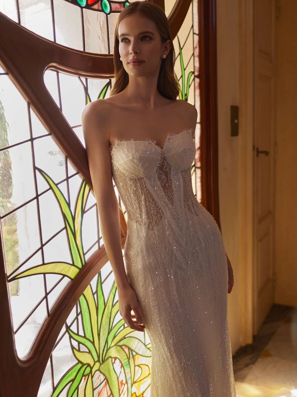 Exquisite Beaded Mermaid Wedding Dress With Detachable Sleeves Intricate Lace Sequined Bridal Gown Romantic Long Customized Wear