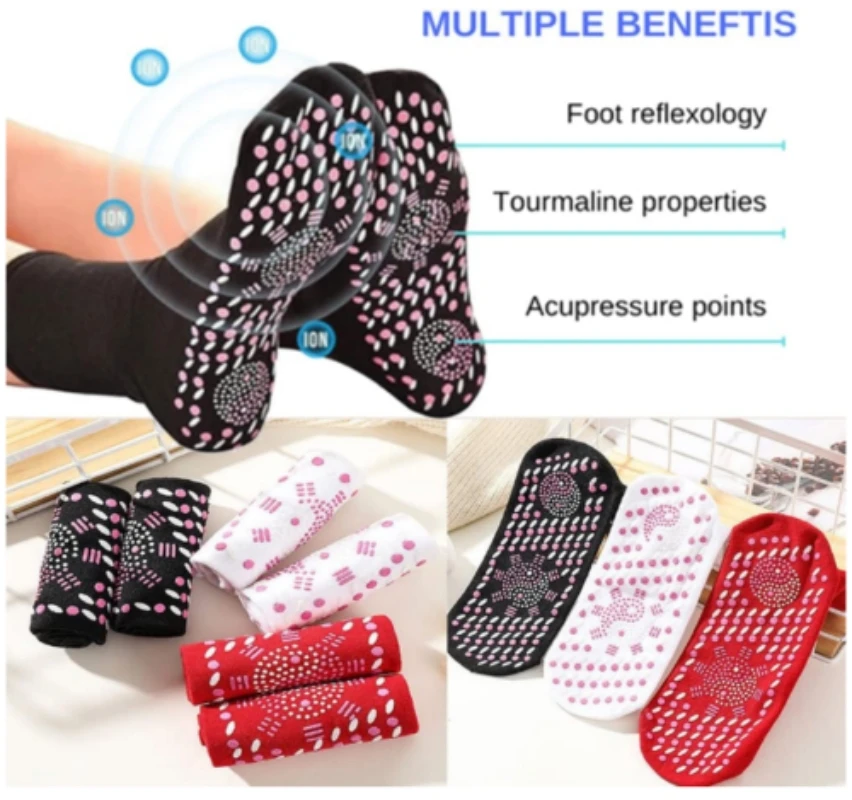 1/6Pairs Tourmaline Slimming Health Sock Winter Elastic Thermal Self-Heating Sock Health Care Socks Short Sock Magnetic Therapy