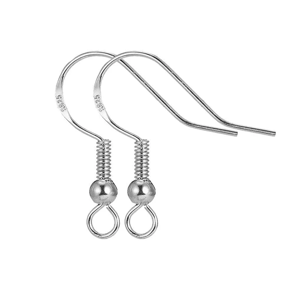 200PCS 18MM Making DIY jewelry findings silver hook earrings 925 Sterling Silver French Ball hooks earrings Silver