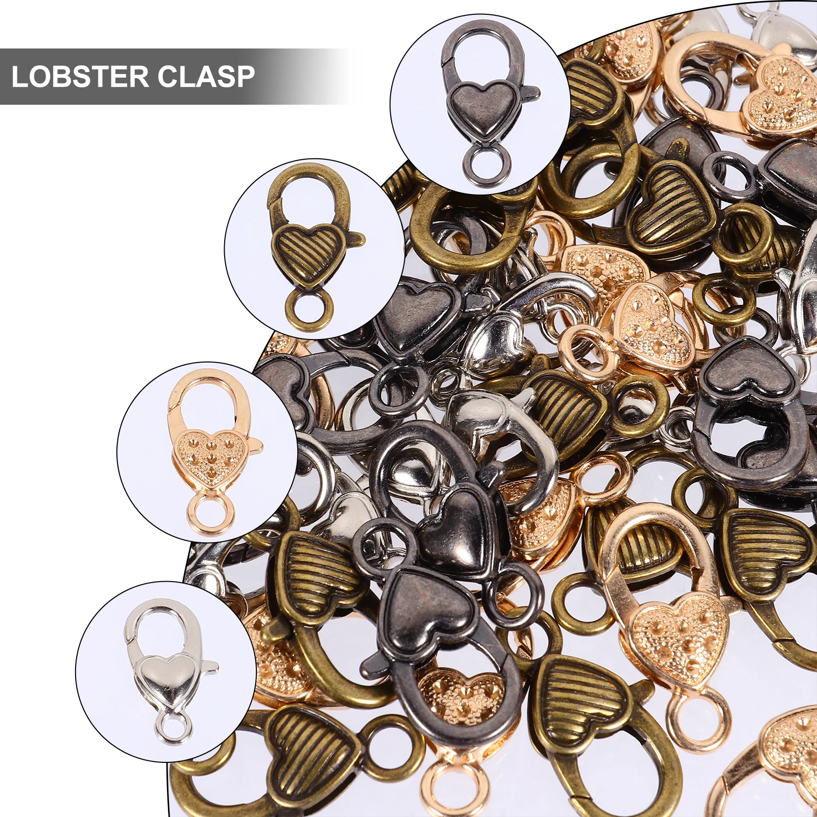

80pcs Heart Shaped Lobster Claw Clasps Peach Hooks Buckle Snap Clips for DIY Jewelry Crafts Bracelets Necklaces