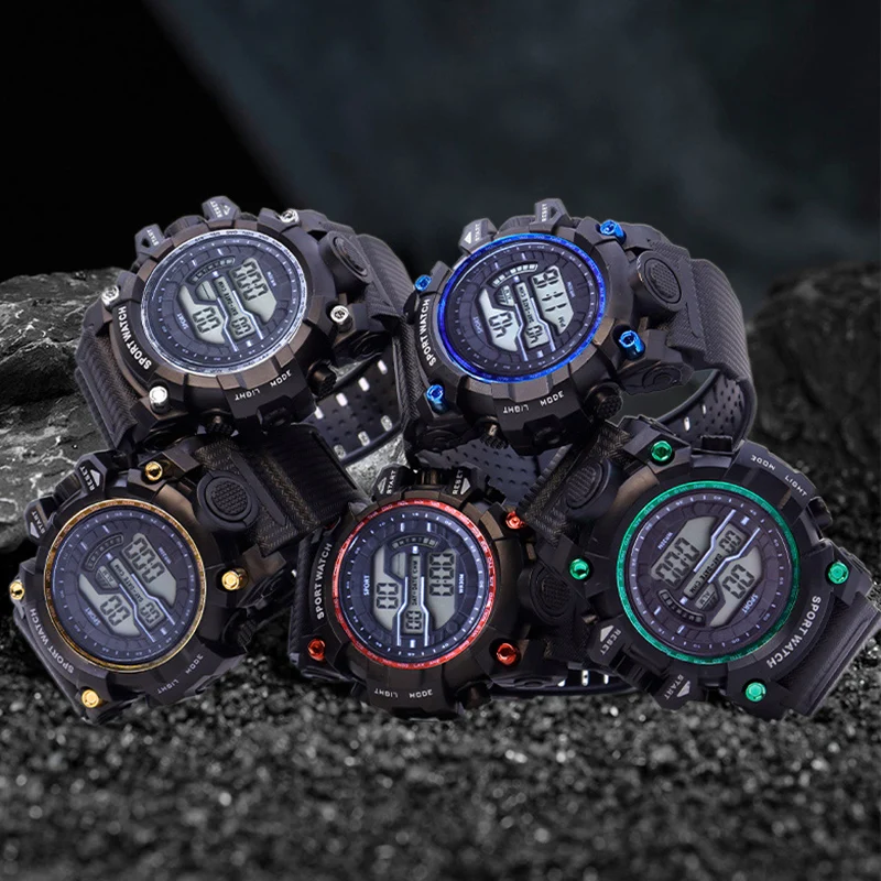 YIKAZE-reloj deportivo para hombre, cronógrafo luminoso a la moda, militar, Digital, para exteriores, resistente al agua, con pantalla informal