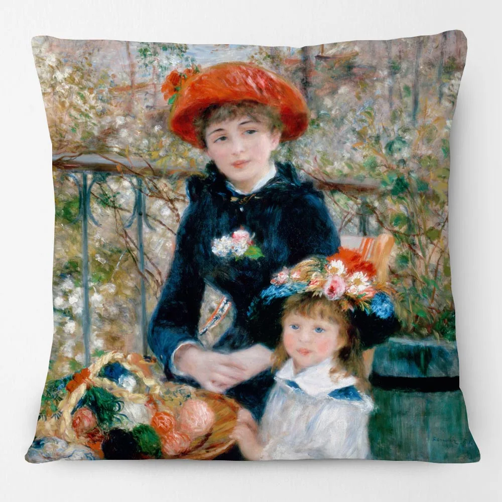 Pierre Auguste Renoir Boating Party Woman Girl Portrait Painting Cushion Covers Decorative Pillows For Sofa 45X45cm