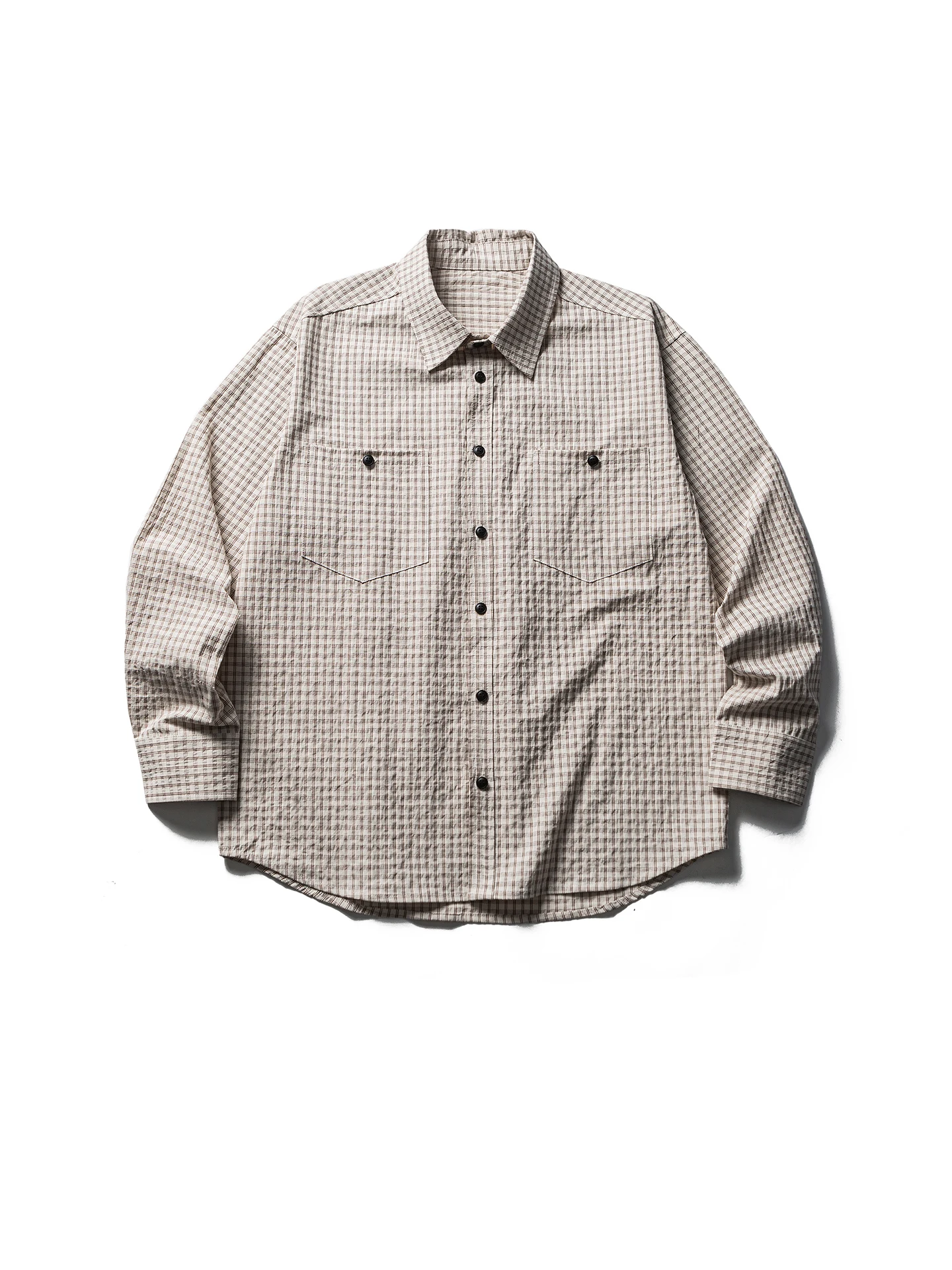 

Retro Japanese Sle Long Sve Loose Casual irt Plaid Patchwork Collar Spring Season Versatile Couple's Casual irt