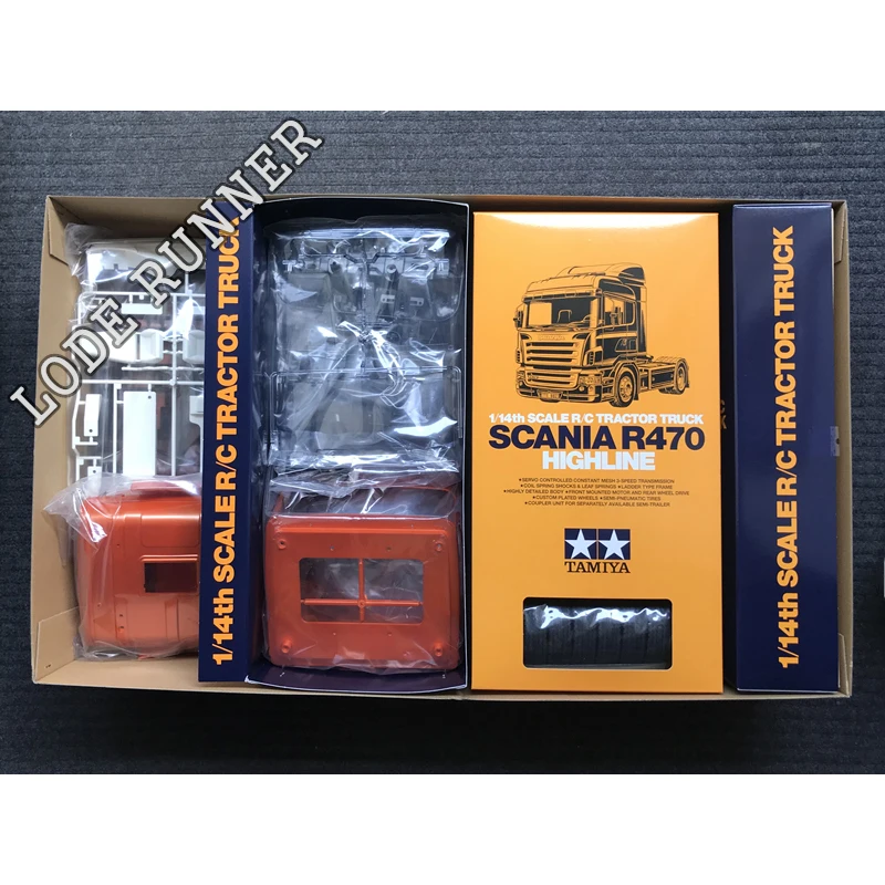 Tamiya RC Truck 1/14 Scania R470 Highline Hydraulic Dump Trailer Metal Orange Painted Version 56338 Kit Model Toys