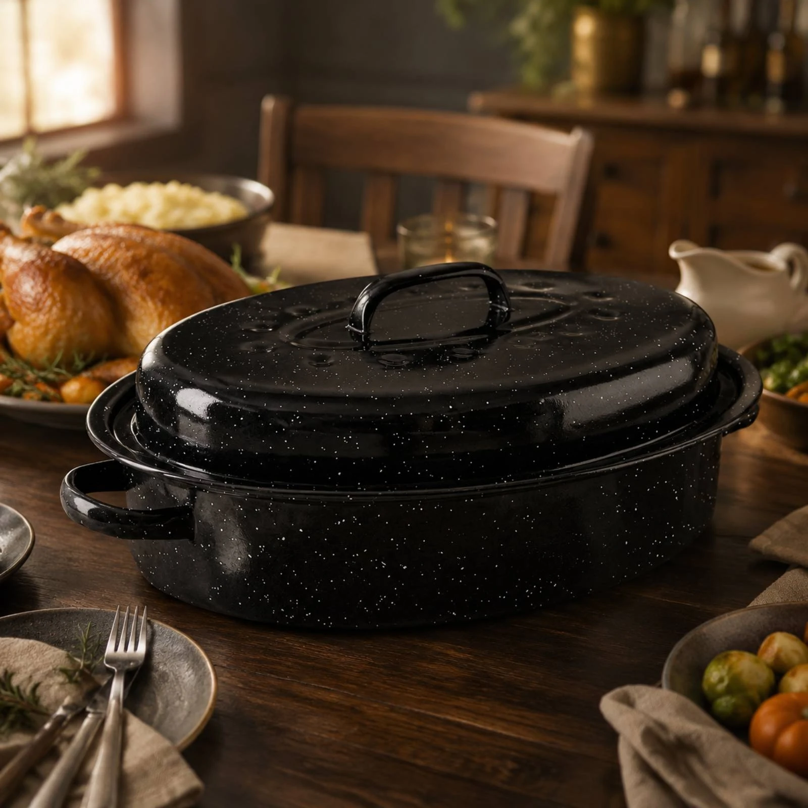 Speckled Enamel Cast Iron Roaster 3